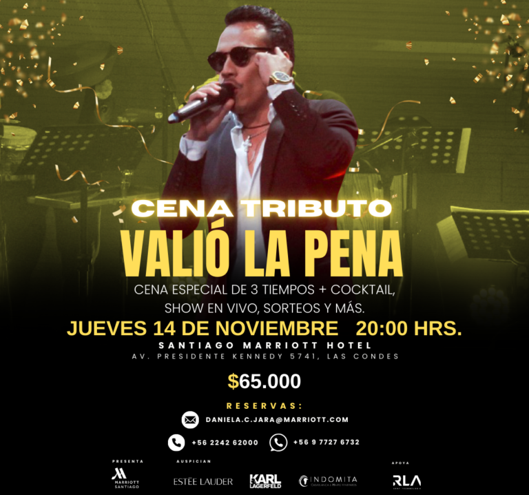 Cena tributo a Marc Anthony en Santiago Marriott: sabor y música en un mismo lugar